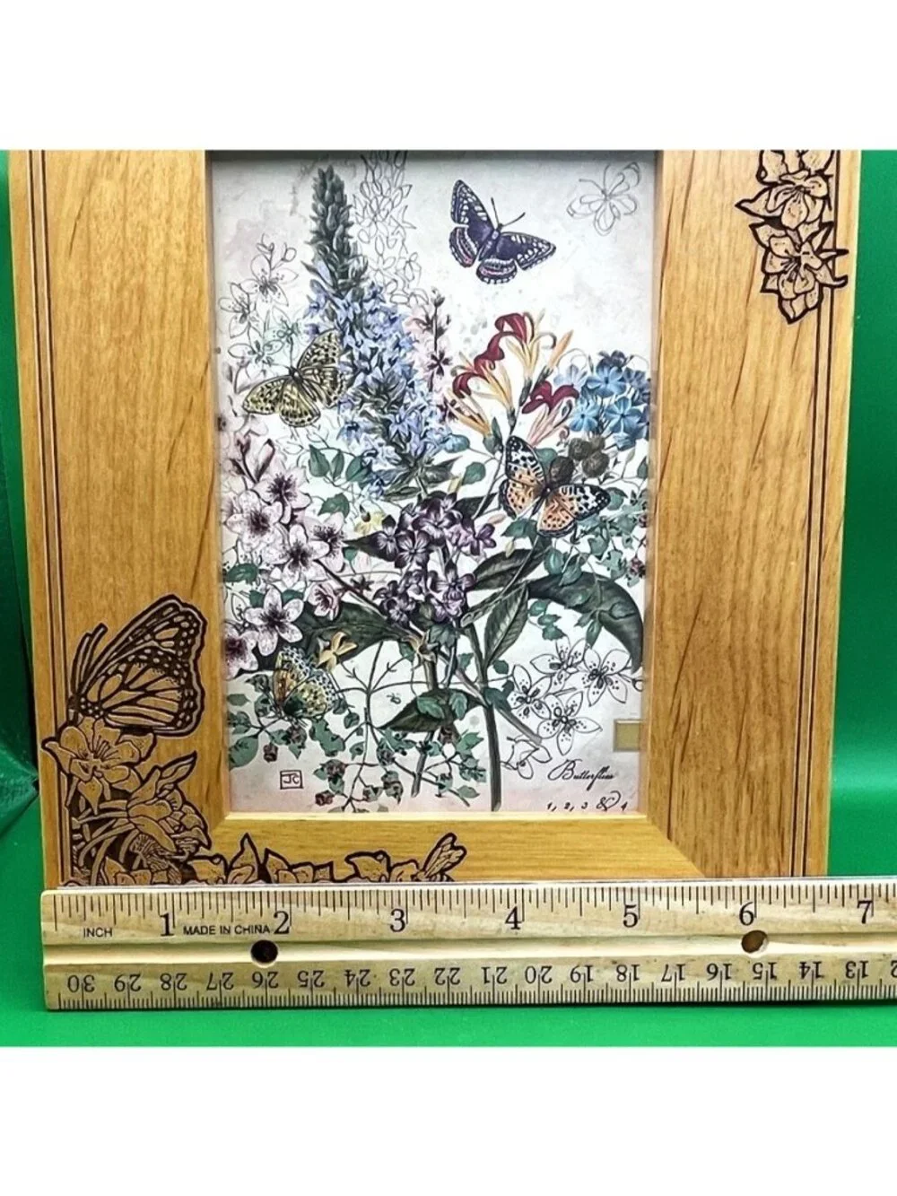 Harmony Creek Picture Frame Wood Engraved Butterflies Floral Christian 4x6 Photo